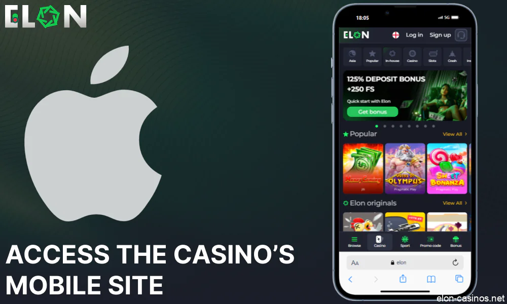 Access the Elon Casino’s mobile site