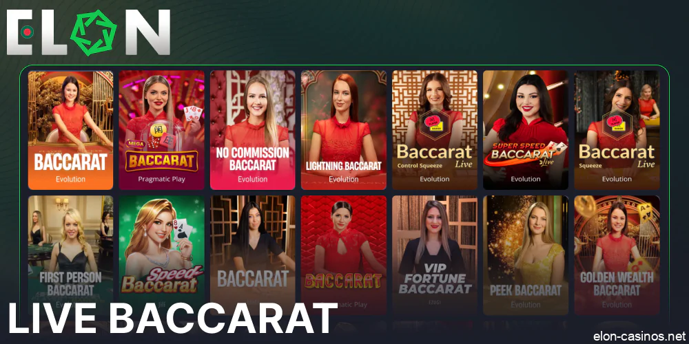 Live Baccarat games available on Elon Casino Bangladesh
