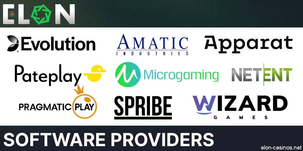 Software providers presented on Elon Casino for players from Bangladesh