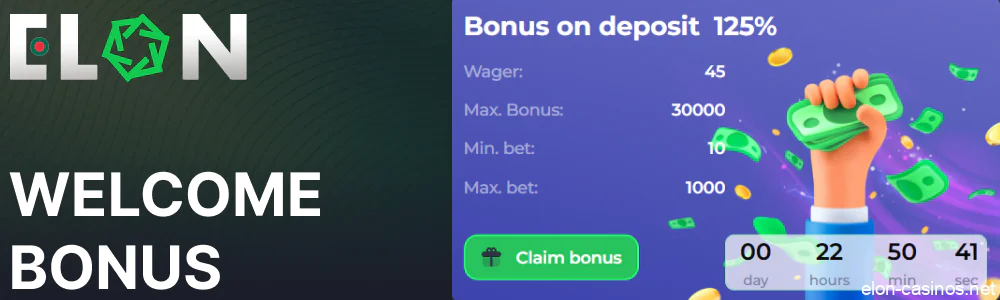 Welcome Bonus for new Elon Casino players