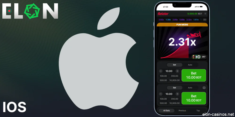 Elon Casino Aviator game available for iOS devices